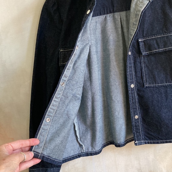 LEVI’S S Organic Cotton Ladies Snap Front Denim Jacket Dark Wash EUC - Picture 9 of 13